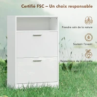 HOMCOM Schuhschrank 8 Paar, Schuhschrank, 2 Klapptüren, verstellbare Ablagen und Fach, weiß(m-4)