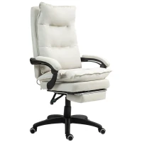 Vinsetto Sedia da ufficio massaggiante, ergonomica, girevole e regolabile, bianco crema(m-6)