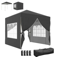 Outsunny Gartenpavillon 2,5 x 2,5 m Pop-up Faltpavillon höhenverstellbar UV50+ einfache Montage dunkelgrau(m-8)