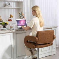 HOMCOM Tabouret de bar avec dossier et accoudoirs, hauteur réglable et repose-pieds, similicuir marron(m-5)