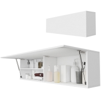HOMCOM Meuble de salle de bain mural avec porte amortie, 2 compartiments et étagère réglable, 120x23x30 cm, Blanc