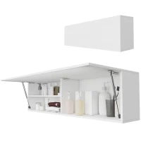 HOMCOM Meuble de salle de bain mural avec porte amortie, 2 compartiments et étagère réglable, 120x23x30 cm, Blanc(m-1)