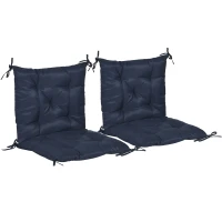 Outsunny Lot de 2 coussins de siège, 98 x 50 cm coussin de chaise avec liens, housse en tissu, 8 cm d'épaisseur, bleu foncé(m-7)
