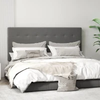 HOMCOM Tête de lit réglable en 3 positions avec pieds en métal aspect velours pour chambre 140x10x106/116/126 cm Gris(m-5)