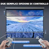 HOMCOM Schermo per Proiettore 100 Pollici Formato 4:3 Regolabile con Telecomando, Schermo di Proiezione Motorizzato Compatto, Installazione a Parete o Soffitto, 203x152 cm, Bianco(m-6)