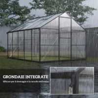 Outsunny Serre Potagère en PC et Aluminium avec Porte Battante et 2 Fenêtres Réglables, 304x247x205 cm, Noir(m-4)