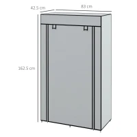 HOMCOM Armadio in tessuto con asta appendiabiti e 2 cassetti, 83x42,5x162,5 cm, Grigio(m-3)