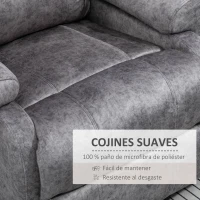 HOMCOM Sillón Relax Reclinable Manual hasta 135º con Reposabrazos Reposapiés Acolchado Grueso Gris(m-6)