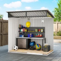 Outsunny Capanno attrezzi in acciaio con ventilazione e porta scorrevole, Grigio scuro(m-5)