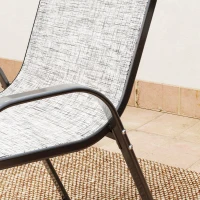 Outsunny 3-tlg. Garten-Set mit 2 Gartenstühlen 54x71x93 cm und rundem Tisch Ø60x71 cm, Stahl, Grau(m-4)