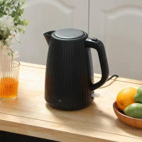 HOMCOM Fierbător Electric 1,7L 2200W cu Filtru Anticalcar Detașabil Oprire Automată Bază Rotativă 360° Negru(m-4)