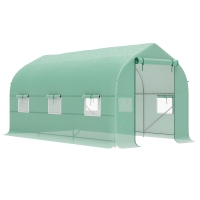 Outsunny UV-beständiges Tunnelsgewächshaus mit 6 Netzfenstern und aufrollbarem Eingang, aus Metall und PE, 4x2x2 m, Grün