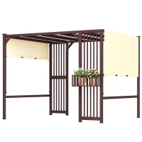 Outsunny Pergola con tetto scorrevole regolabile, 3x2,5 m, Marrone scuro(m-6)
