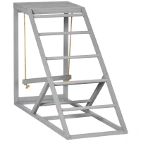 PawHut Bârna din lemn pentru găini, loc de joacă din lemn pentru găini cu leagăn, scară, platformă, 96 x 40 x 71 cm, gri(m-7)