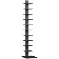 HOMCOM Modernes, hohes Bücherregal mit 11 Ablagen, platzsparend im Industrie-Stil, 34.5x41.5x163.5 cm, Schwarz(m-1)