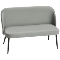 HOMCOM Canapé 2 places, canapé rembourré moderne avec cadre en métal et en bois, revêtement tissu aspect velours, Gris(m-1)