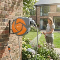 DURHAND Furtun retractabil de perete cu derulator 10+1 m, retragere automată și duză cu 7 funcții, rotire 180°(m-5)