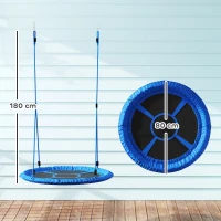 AIYAPLAY Nestschaukel, Schaukel für 2 Kinder mit höhenverstellbaren Seilen, runder Sitz Ø 80 cm, blau(m-3)