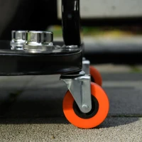 HOMCOM Tabouret d'atelier mobile sur roulettes Plateau à outils et structure en acier Charge 100 kg pour garage Rouge(m-5)