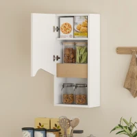 HOMCOM Dulap de baie de perete cu ușă cu închidere silențioasă și compartiment deschis 30 x 17 x 67 cm Alb(m-5)