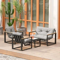 Outsunny Set da giardino per 4 persone con divano e poltrone, Grigio chiaro(m-4)