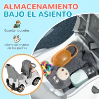 AIYAPLAY Trotteur 3 en 1 pour enfants 12-36 mois avec espace de rangement Design robot aux yeux lumineux Musique Blanc(m-4)