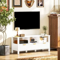 HOMCOM Meuble TV Moderne avec 3 Tiroirs et 3 Étagères Ouvertes pour Télévision 109,2-139,7 cm 120x39,5x50 cm Blanc(m-5)