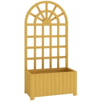 Outsunny Pflanzkasten mit Rankgitter aus Holz mit Ablauflöchern für Gemüse, Blumen, Kräuter, 60x30x120 cm, Natur