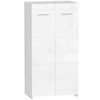 HOMCOM Schuhschrank 10 Paar, Hochglanz-Schuhschrank 5 Ebenen, verstellbare Einlegeböden, 55x36x108cm, weiß(m-1)