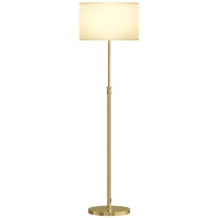 HOMCOM Lampadaire avec télécommande, réglable en hauteur, abat-jour en tissu, pied métal, luminosité ajustable, interrupteur au pied, couleur or