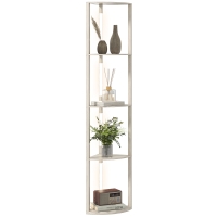 HOMCOM Lampadaire LED, étagère d'angle, dimmable, 4 étagères, lumière blanc chaud, 41x30x164cm, chêne