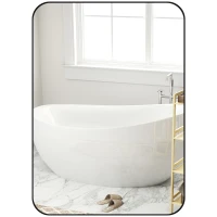 HOMCOM Miroir mural film anti-éclats cadre métallique salle de bain 50 x 70 cm Noir(m-6)