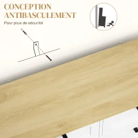 HOMCOM Bufet de bucătărie cu compartiment coș 38 L, mobilier depozitare bucătărie, 2 sertare, suport condimente și blat, alb(m-4)