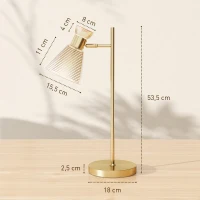 HOMCOM Lampe de Table Moderne avec Abat-jour en Verre Réglable Ambré et Satiné, Douille E27, Or(m-3)