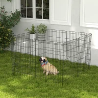 PawHut Parc modular pentru câini iepuri rozătoare gard pentru animale mici interior și exterior 61 x 91 cm negru(m-2)