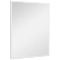 HOMCOM Rechteckiger Wandspiegel 90 x 70 cm, weißer Holzrahmen, ideal für Badezimmer, Wohnzimmer oder Schlafzimmer(m-7)