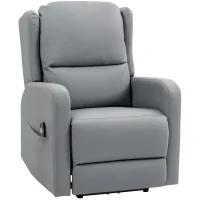 HOMCOM Fauteuil massant avec fonction d'inclinaison, similicuir, réglable électriquement, repose-pieds, poche latérale, cadre en acier, Grau(m-1)