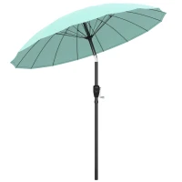 Outsunny Umbrelă de grădină rotundă 2 m, înclinabilă, deschidere/închidere cu manivelă, 16 spițe, turcoaz(m-7)