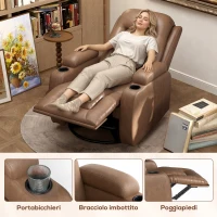 HOMCOM Fauteuil Relax Inclinable Massant Chauffant en similicuir avec 8 points de massage, Marron(m-4)