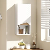 HOMCOM Dulap de baie de perete cu ușă cu închidere silențioasă și compartiment deschis 30 x 17 x 67 cm Alb(m-2)