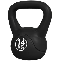 HOMCOM Kettlebell 14 kg, Hantel mit ergonomischem Griff, Kugelhantel, Krafttraining, Training, 27 x 21 x 31 cm schwarz(m-7)