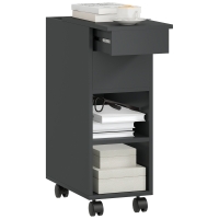 HOMCOM Table d'appoint avec plateau coulissant, roulettes, rangement caché, étagère réglable, noir