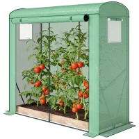 Outsunny Seră cu ferestre cu plasă și ușă rulantă, seră cu folie și cadru din oțel 200 x 75 x 188 cm Verde(m-6)
