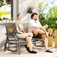 Outsunny Garten-Schaukelbank für 2 Personen aus Metall und Netzstoff, 120x70x85 cm, Hellbraun(m-2)