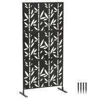 Outsunny Dekorativer Sichtschutz für Außen, Garten-Claustra 3 Paneele mit Bambusmuster Metall 92x40x192cm Schwarz(m-8)