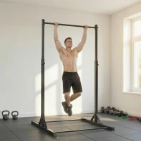 SPORTNOW Kraftstation und Klimmzugstange Power Tower 200 kg mit 8 Höhenstufen schwarz(m-5)