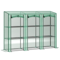 Outsunny Serre de jardin extérieure 3 niveaux avec porte roulante zippée 9 étagères Housse PE 215x46x151cm Vert