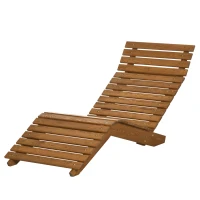 Outsunny Lettino da giardino, sdraio, legno massello, marrone, 66 x 170 x 77 cm(m-6)