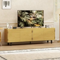 HOMCOM TV-Möbel 180 cm, TV-Lowboard für 208,3 cm mit 4 Türen mit Drucköffnung 180x35x55,5cm natürliche Holzoptik(m-2)