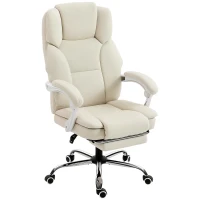 HOMCOM Scaun de birou ergonomic, fotoliu de birou cu spătar înclinat, înălțime reglabilă, 64x73x112-120cm, bej(m-7)